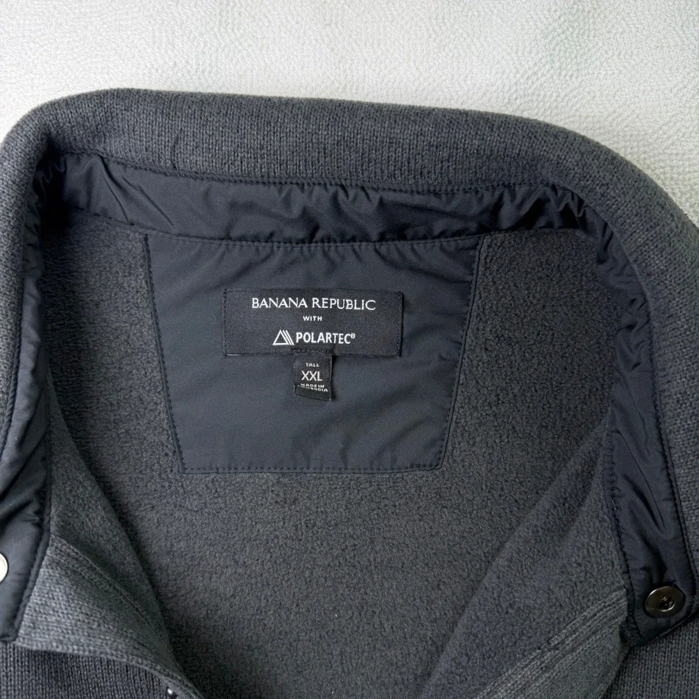Banana Republic Polartec Fleece Shirt Jacket Mens XXL Tall Gray Snap Shacket